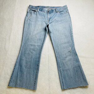 American Eagle Outfitters Womens Blue Raw Hem Distressed Bootcut Jeans Size 12R